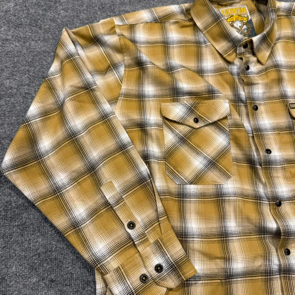 Dixxon Flannel The Sutter Mens 4X Yellow/gold Plaid Pearl Snap Closure